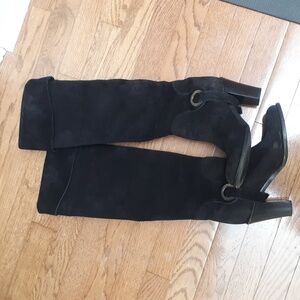 Vintage Italian Designer Elegant Black Leather Knee-High Women's Boots
